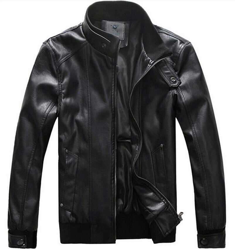 M-5XL ÷   Ŷ  2015  ܿ ĵ Į     ְ ǰ   Ʈ/M-5XL Plus Size leather jacket men 2015 Autumn winter Stand Collar Motorcycl